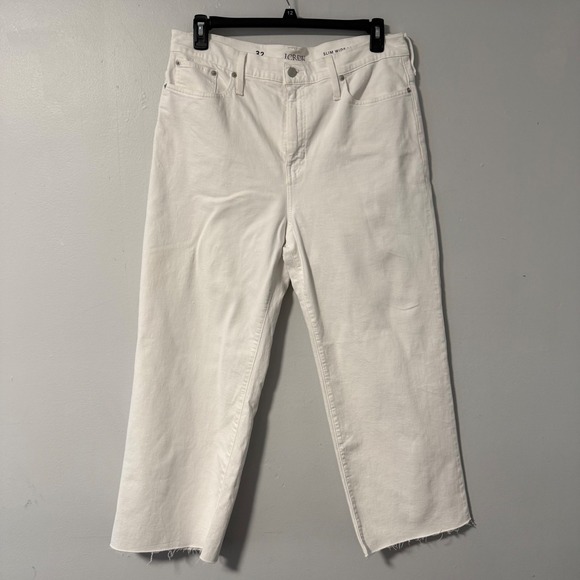 J. Crew Denim - J. Crew Slim Wide Leg Crop Jeans Women Size 32 White Raw Hem High Rise